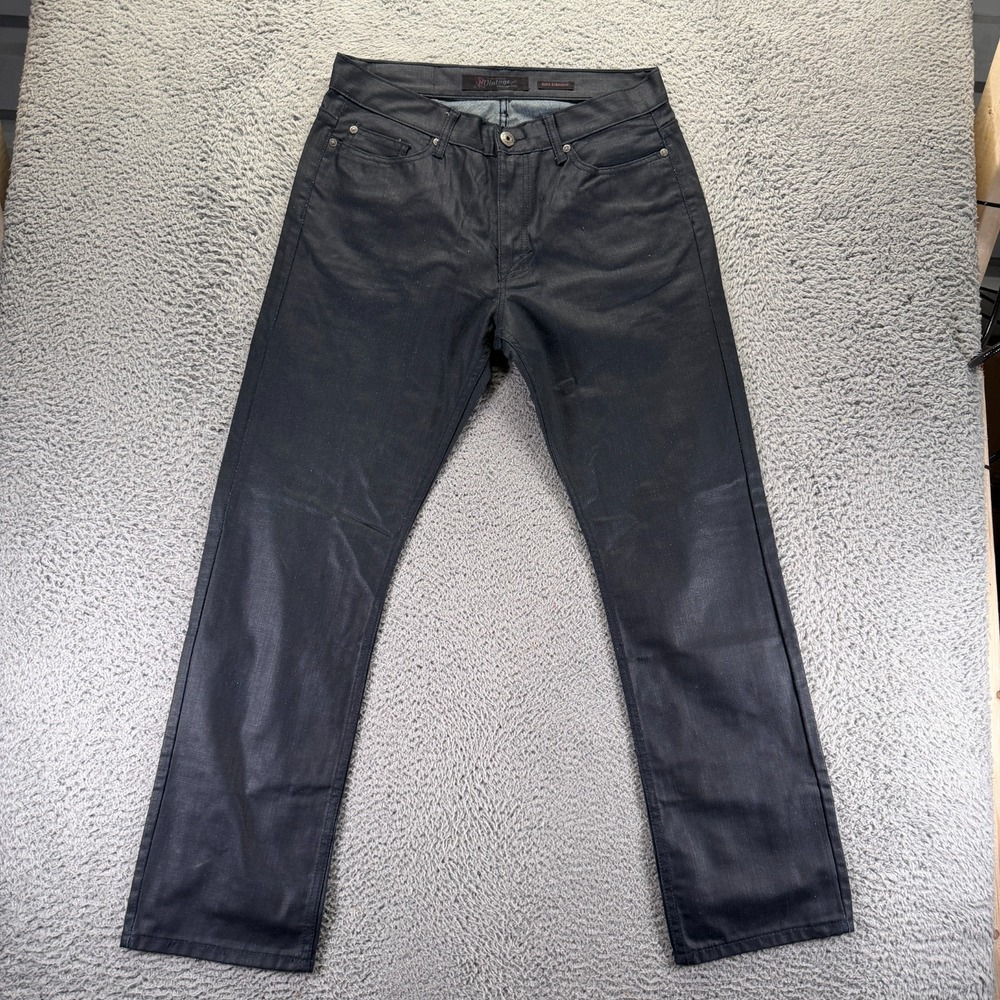 Vintage Genes Black Jeans Mens 34x32 Black Cotton Denim Straight Slim Workwear